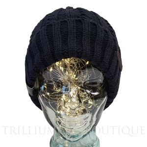 Rainforest Hat Beanie Navy Cable-Knit Warm Acrylic Yarns Fleece Lined Outdoor